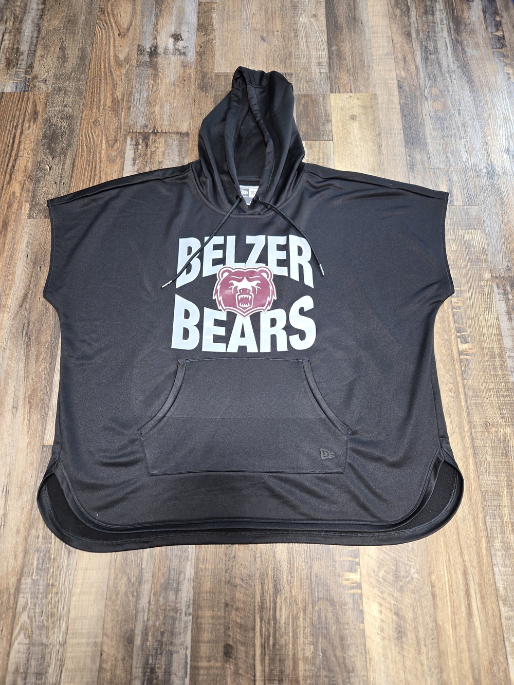 New Era Black Hoodie with Maroon Bear Graphic